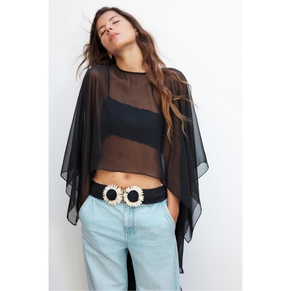 ZARA RAFFIA FLOWER STRETCHE BELT